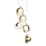 Riza 5-Light Pendant in Modern Brass, Standard by Hubbardton Forge