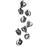 Riza 9-Light Chandelier, shown in Ink, Standard, by Hubbardton Forge