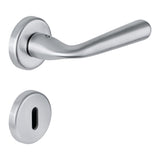 Robodue Door Lever in Satin Chrome angled view by Colombo Design