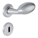 Robot Oval Door Knob in Satin Chrome angled view by Colombo Design