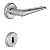 Robotre Door Lever in Satin Chrome angled view by Colombo Design