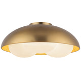 Robyn Flush Mount Brushed Gold Opal Glass By Alora