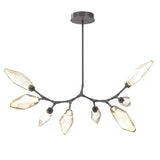 Rock Crystal Modern Branch Chandelier By Hammerton, Size: Medium, Color: Chilled Amber, Finish: Graphite