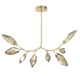 Rock Crystal Modern Branch Chandelier By Hammerton, Size: Medium, Color: Chilled Bronze, Finish: Gilded Brass