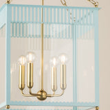 Rosalie Lantern Aged Brass Soft Arctic Blue Medium By Mitzi - Detailed View1