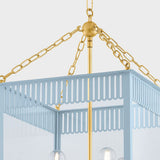 Rosalie Lantern Aged Brass Soft Arctic Blue Medium By Mitzi - Detailed View
