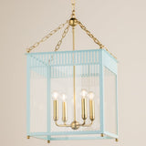 Rosalie Lantern Aged Brass Soft Arctic Blue Medium By Mitzi - Lifestyle View