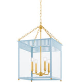 Rosalie Lantern Aged Brass Soft Arctic Blue Medium By Mitzi