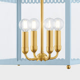Rosalie Lantern Aged Brass Soft Arctic Blue Small By Mitzi - Detailed View
