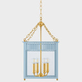 Rosalie Lantern Aged Brass Soft Arctic Blue Small By Mitzi - Front View