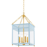Rosalie Lantern Aged Brass Soft Arctic Blue Small By Mitzi