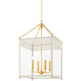 Rosalie Lantern Aged Brass Soft Cream Medium By Mitzi