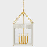 Rosalie Lantern Aged Brass Soft Cream Small By Mitzi - Front View
