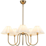 Rosemary Chandelier Brushed Gold Folded White By Alora - Front View