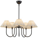 Rosemary Chandelier Matte Black Folded White By Alora - Front View