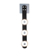 SNAPS 3-Light Wall Sconce, shown in Sterling, Black Leather & Pressed Glass, by Hubbardton Forge