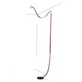 SNAPS LED Floor Lamp, shown in Black, Chestnut Leather & Alabaster, by Hubbardton Forge