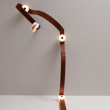 SNAPS LED Floor Lamp detail in Black, Chestnut Leather & Alabaster, by Hubbardton Forge