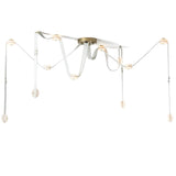 SNAPS LED Chandelier, shown in Modern Brass, White Leather & Alabaster, by Hubbardton Forge