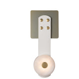 SNAPS LED Wall Sconce, shown in Modern Brass, White Leather & Alabaster, by Hubbardton Forge