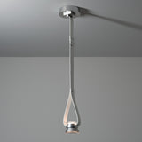 SNAPS Single LED Downlight Pendant with Metal Cone detail in Sterling, White Leather, by Hubbardton Forge
