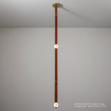 SNAPS Single LED Pendant, shown in Modern Brass, Chestnut Leather & Alabaster, by Hubbardton Forge