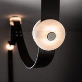 SNAPS Single LED Pendant detail in Sterling, Black Leather & Alabaster, by Hubbardton Forge