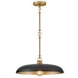 Sadie Dome Pendant Large Lacquered Brass Black Accents By Hinkley - With Light