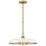 Sadie Dome Pendant Large Lacquered Brass Chalk White Accents By Hinkley