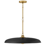 Sadie Dome Pendant Medium Lacquered Brass Black Acents By Hinkley - Front View