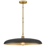Sadie Dome Pendant Medium Lacquered Brass Black Acents By Hinkley - With Light