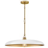 Sadie Dome Pendant Medium Lacquered Brass Chalk White Accents By Hinkley - With Light