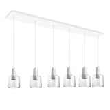 Samson Multilight Pendant — 42 Inch, 6, White/Clear Glass
