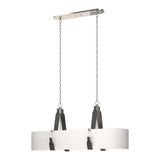 Saratoga Oval Pendant in Polished Nickel, Natural Anna Shade, Black Leather by Hubbardton Forge