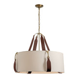 Saratoga Pendant Large in Antique Brass, Flax Shade by Hubbardton Forge