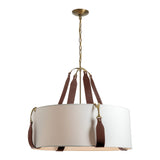 Saratoga Pendant Large in Antique Brass, Natural Anna Shade by Hubbardton Forge
