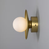 Satin Brass Aosta Brass Disc Bathroom Wall Light by Mullan Lighting