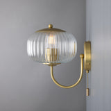Satin Brass Nehir Reeded Glass Wall Light by Mullan Lighting