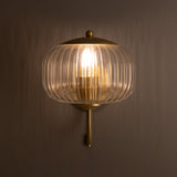 Satin Brass Nehir Reeded Glass Wall Light by Mullan Lighting