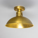 Satin Brass Paris Industrial Flush Ceiling Light by Mullan Lighting