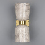 Satin Brass Sakura Marbled Ceramic Double Wall Light by Mullan Lighting