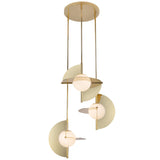 Scorpio Chandelier Metallic Brass Opal Glass By Kuzco - Front View