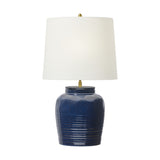 Selena Table Lamp — 16 1/2", White Linen, Mix Blue Brown