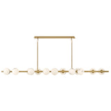 Selene Linear Suspension 14 Lights Lacquered Brass By Frederic Ramond - Front View