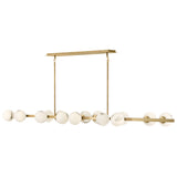 Selene Linear Suspension 14 Lights Lacquered Brass By Frederic Ramond - Side View