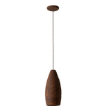 Seth Ceramic Pendant Light by Geo Contemporary in Cinnamon textured ceramic with a brown cord, shown at full drop with its canopy