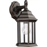 Sevier Down Outdoor Wall Lantern — 12.5 Inch, Antique Bronze with Clear Glass
