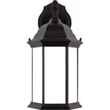 Sevier Downlight Outdoor Wall Lantern — Black with Satin Etched Glass