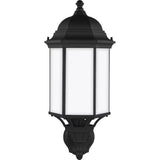 Sevier Up Outdoor Wall Lantern — 22 Inch, Black with Satin Etched Glass