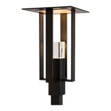 Shadow Box Outdoor Post Lantern, shown in Coastal Black, by Hubbardton Forge